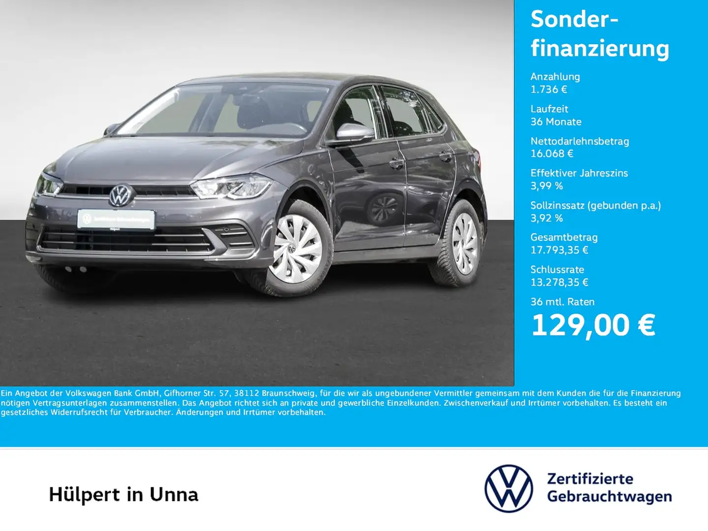Volkswagen Polo 1.0 LIFE SITZHEIZUNG CARPLAY/ANDROIDAUTO Grau - 1