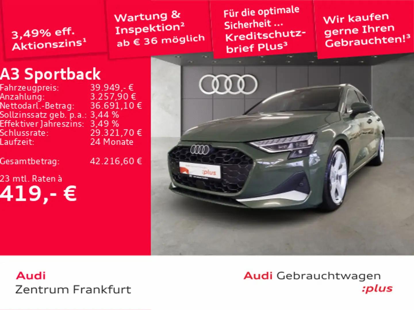 Audi A3 35 TDI S tronic advanced LED AHK AC Grün - 1