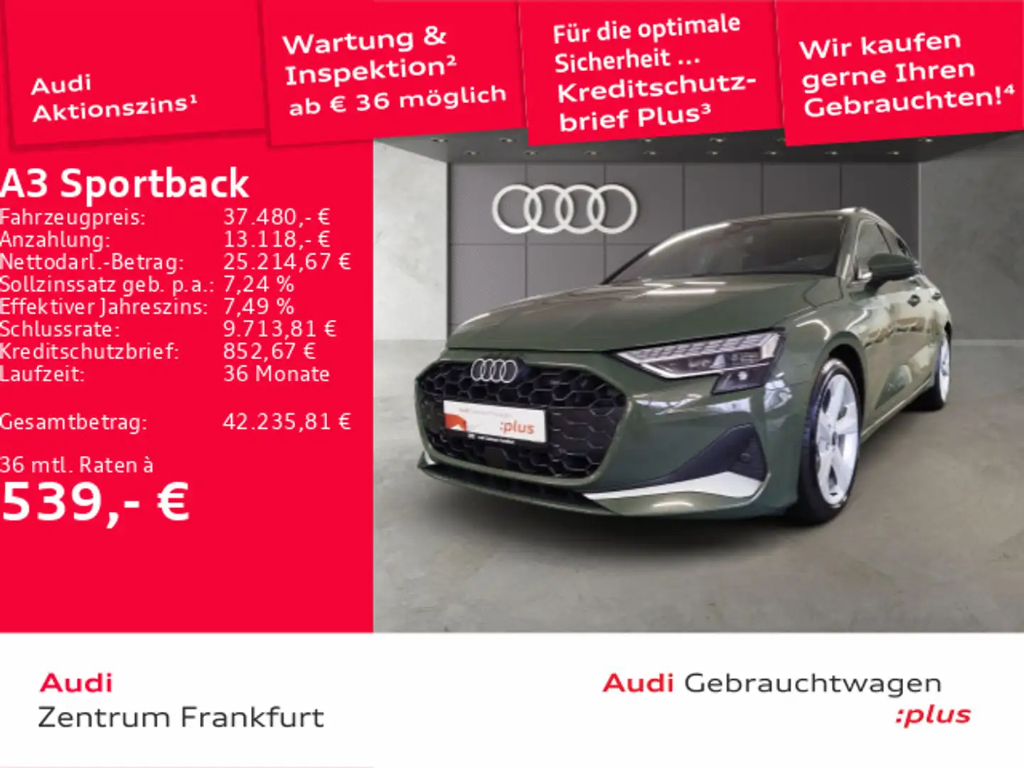 Audi A3 35 TDI S tronic advanced LED AHK AC Grün - 1