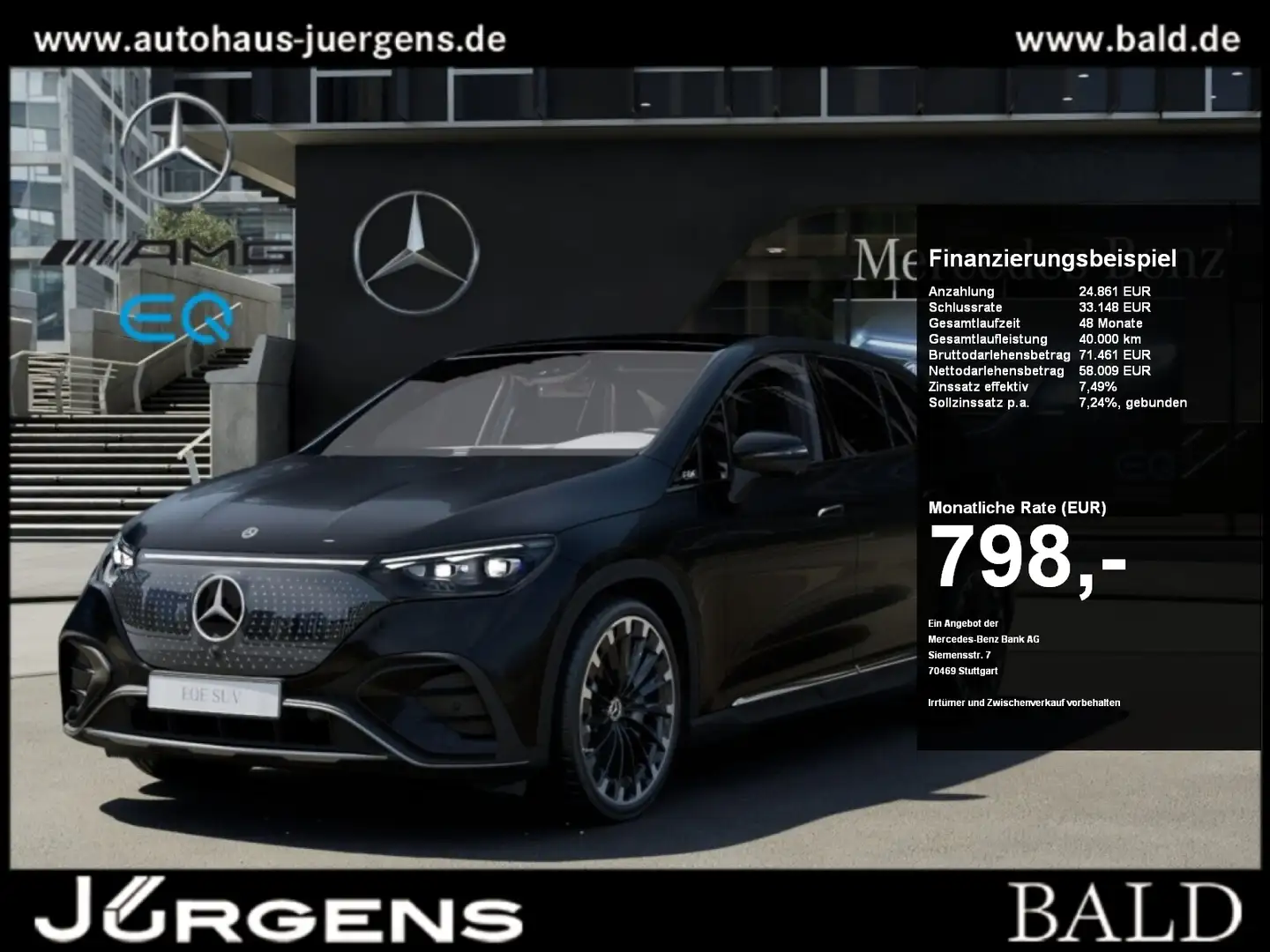 Mercedes-Benz EQE SUV EQE 500 4M SUV AMG+Airm+Burm+Hyper+Pano+AHK+22Z Schwarz - 1
