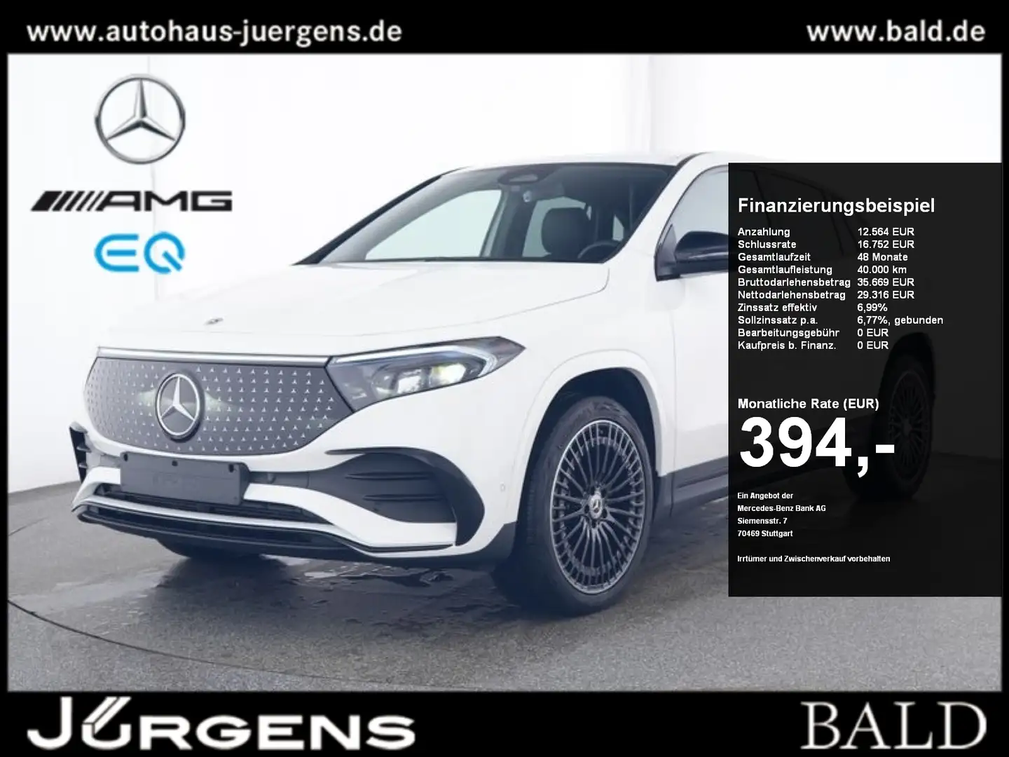 Mercedes-Benz EQA 350 4M AMG-Sport/LED/Cam/Night/AHK/Totw/20' Білий - 1
