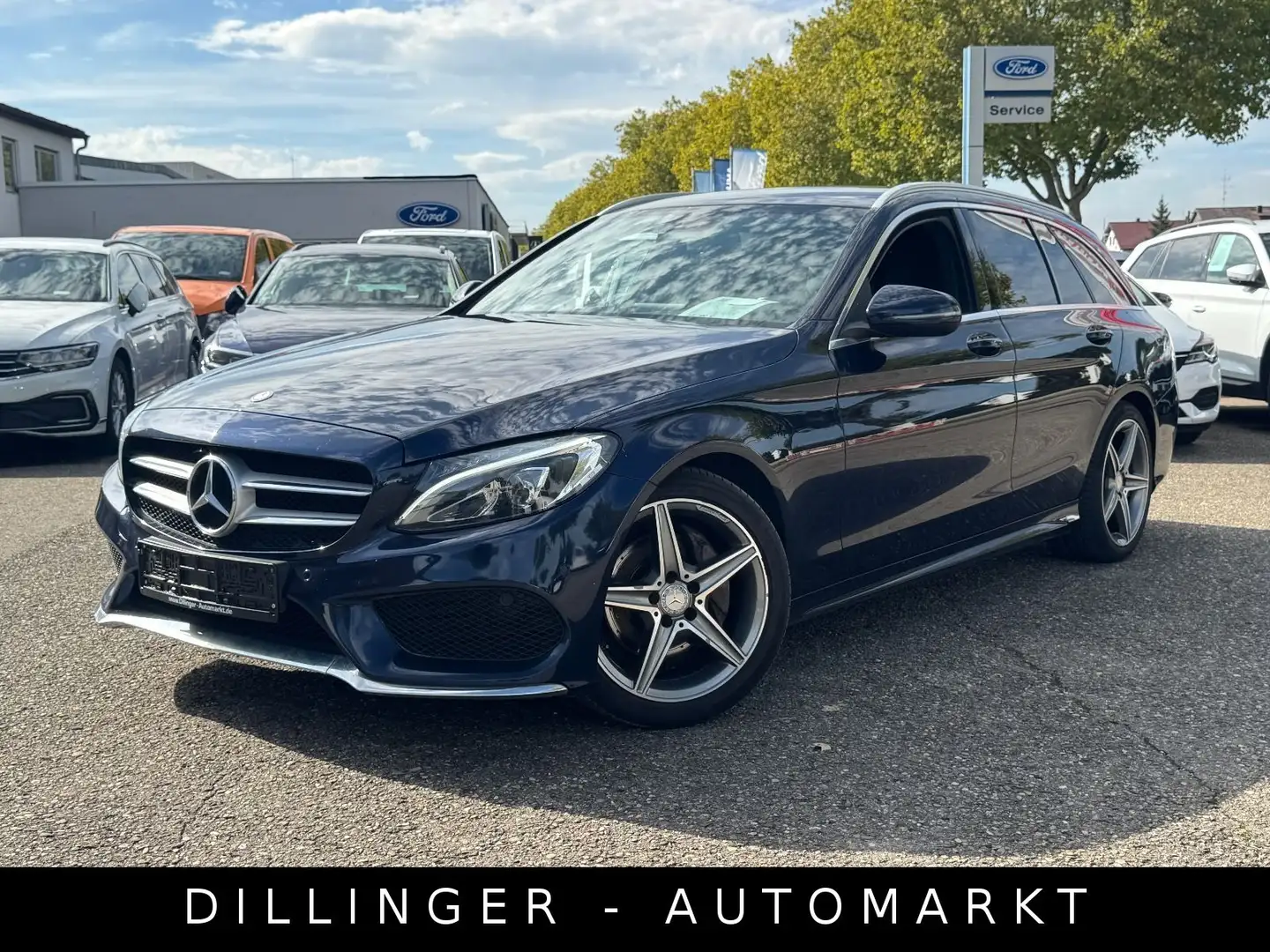 Mercedes-Benz C 220 d Automatik AMG LINE LED Nav Temp AHK Leder Blau - 1