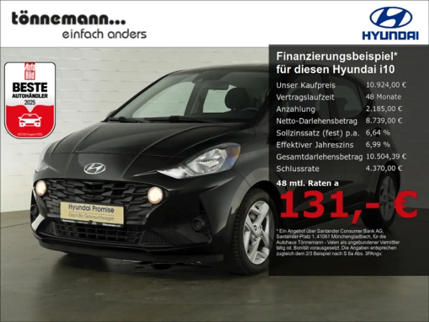 Hyundai i10 TREND+SITZHEIZUNG+LENKRADHEIZUNG+PARKPILOT HINTEN+ Noir - 1