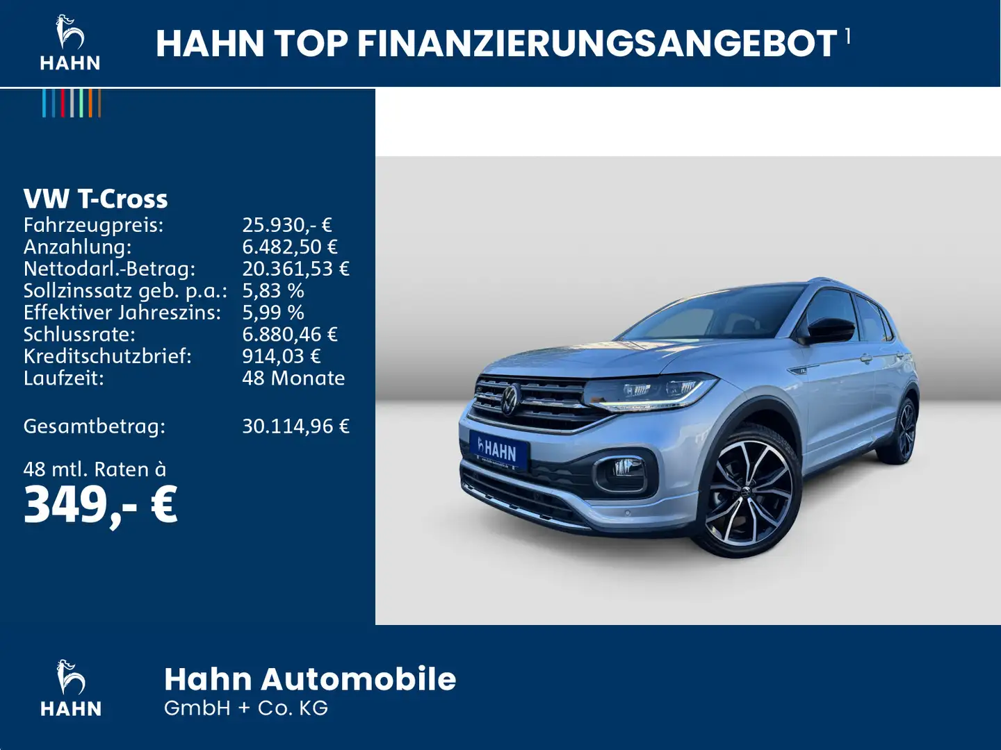 Volkswagen T-Cross Style 1,5TSI DSG R-Line NAV KAM ACC LED Silber - 2