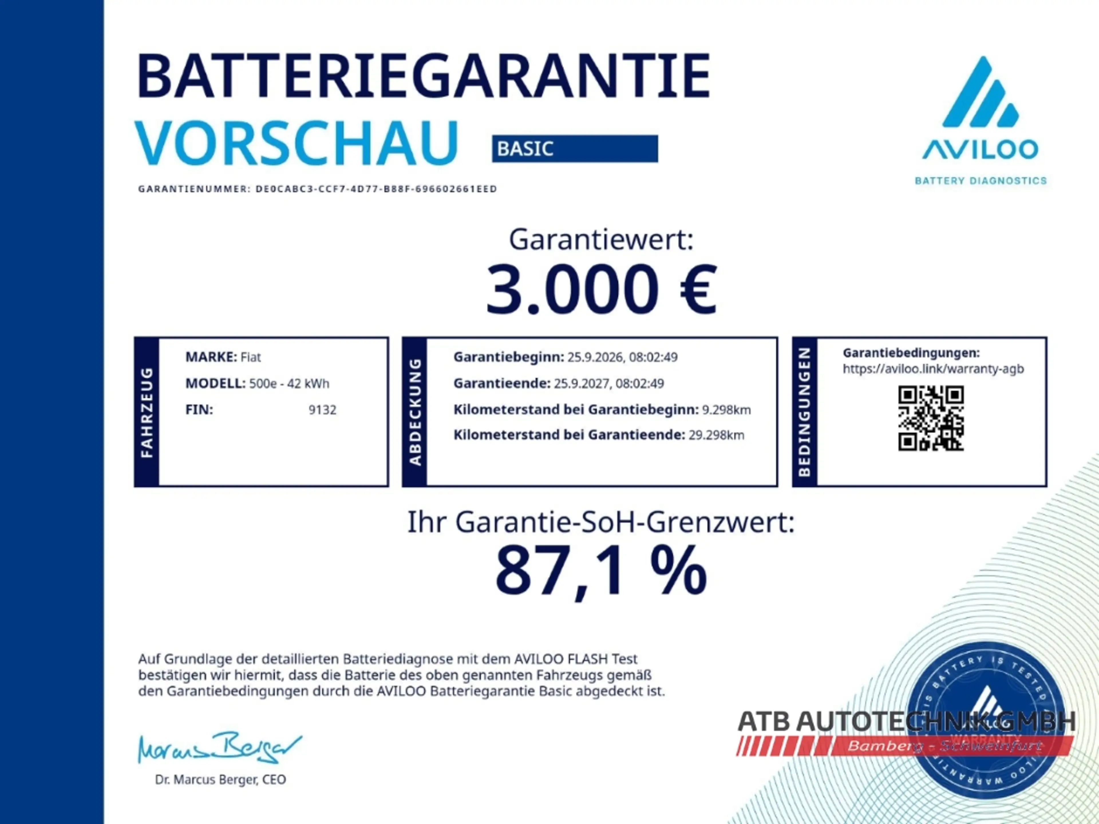 Fiat 500e 42kWh SOH 95,7% Komfort- und Stylepaket — photo 4