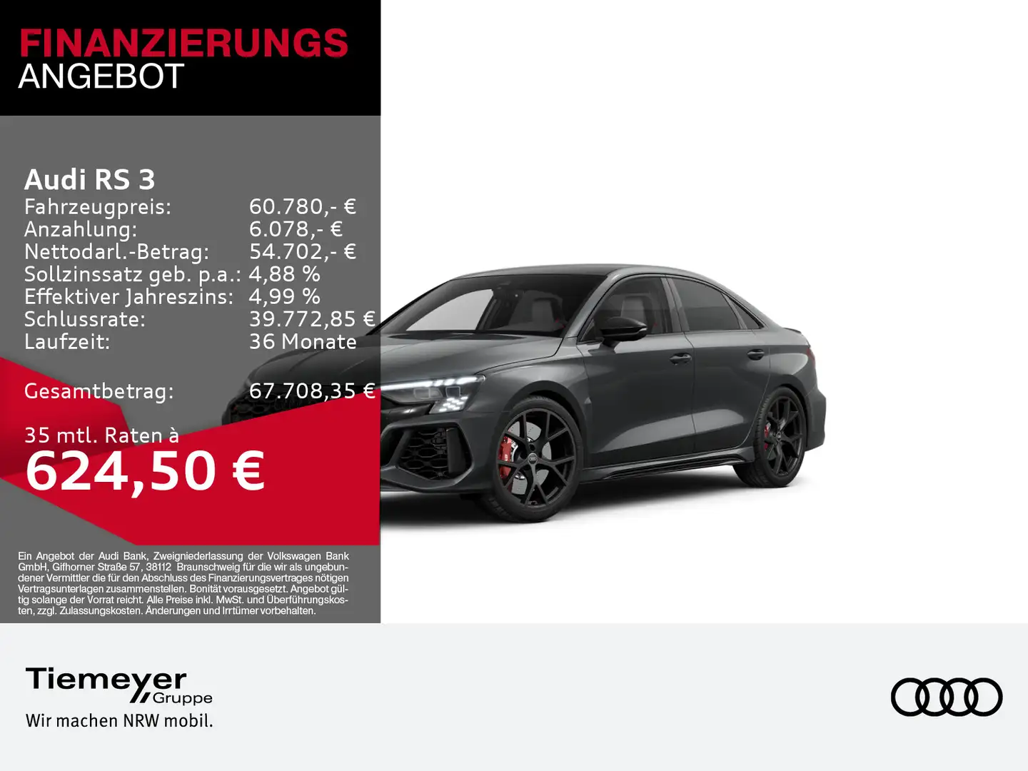 Audi RS3 RS3 Limo TFSI Q MATRIX PANO RS-ABGAS BuO NAVI LM Grau - 1