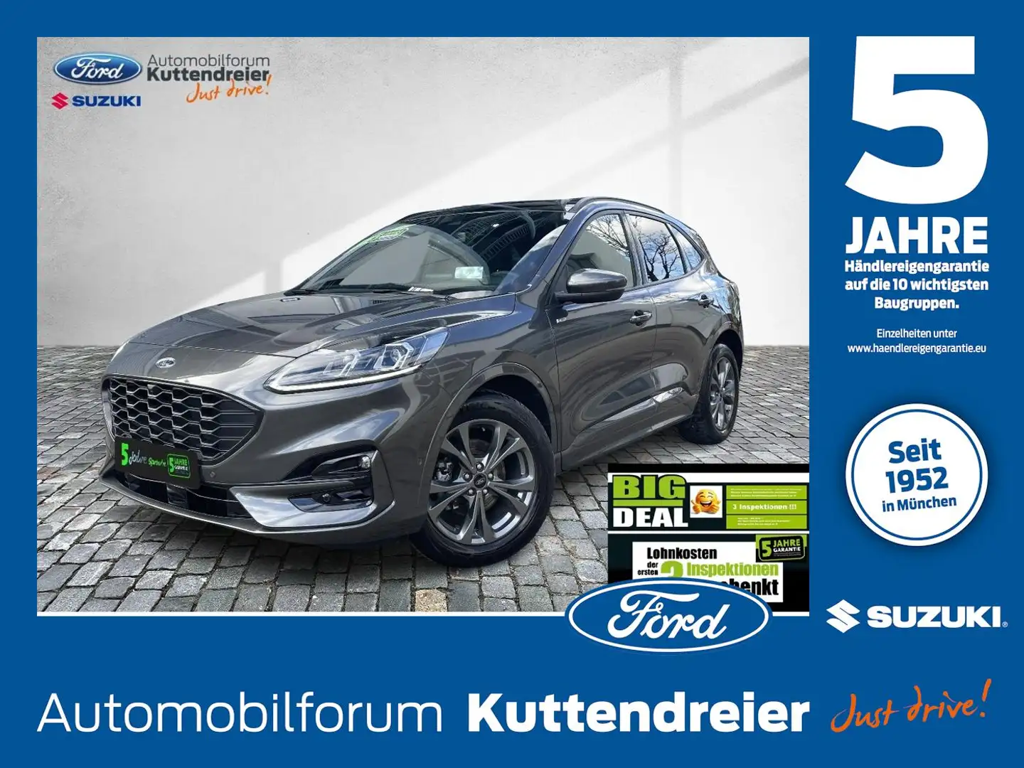 Ford Kuga ST-Line X AHK schw. Voll-LED Glasdach Navi Grau - 1
