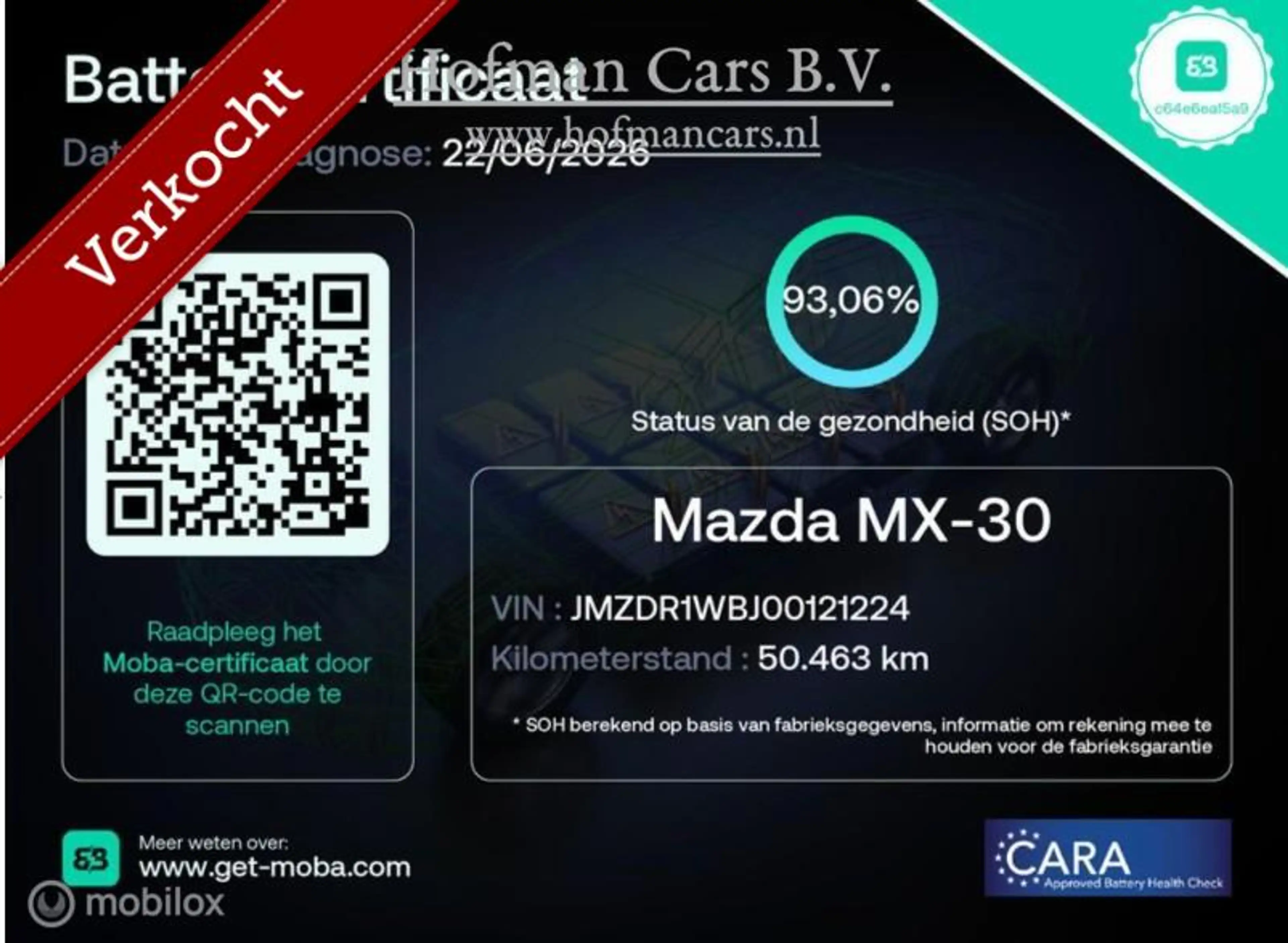 Mazda MX-30 e-SkyActiv 145 36 kWh | 50.462 km | 93% SOH | Acht — photo 2
