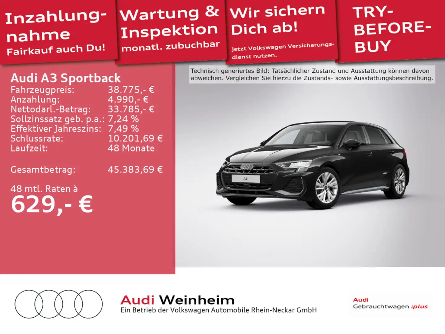 Audi A3 S line 35 TDI 110(150) kW(PS) S tro Schwarz - 1