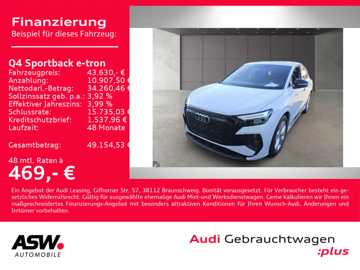 Audi Q4 e-tron Q4 Sportback  S line 40 e-tron Navi RFK PANO AHK Weiß - 1