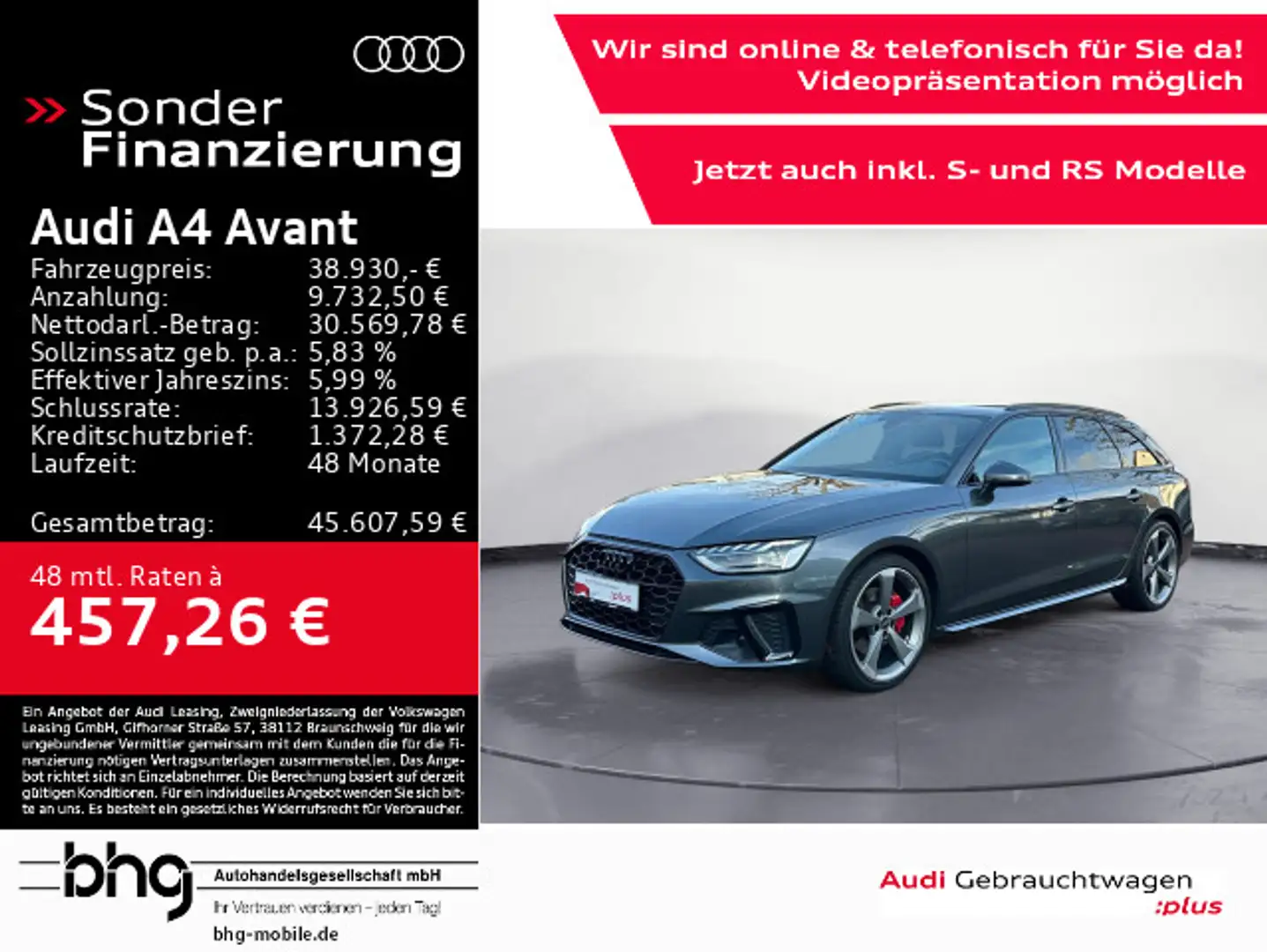Audi A4 40 TFSI S-line Matrix/Navi/B&O/Kamera/A Grau - 1