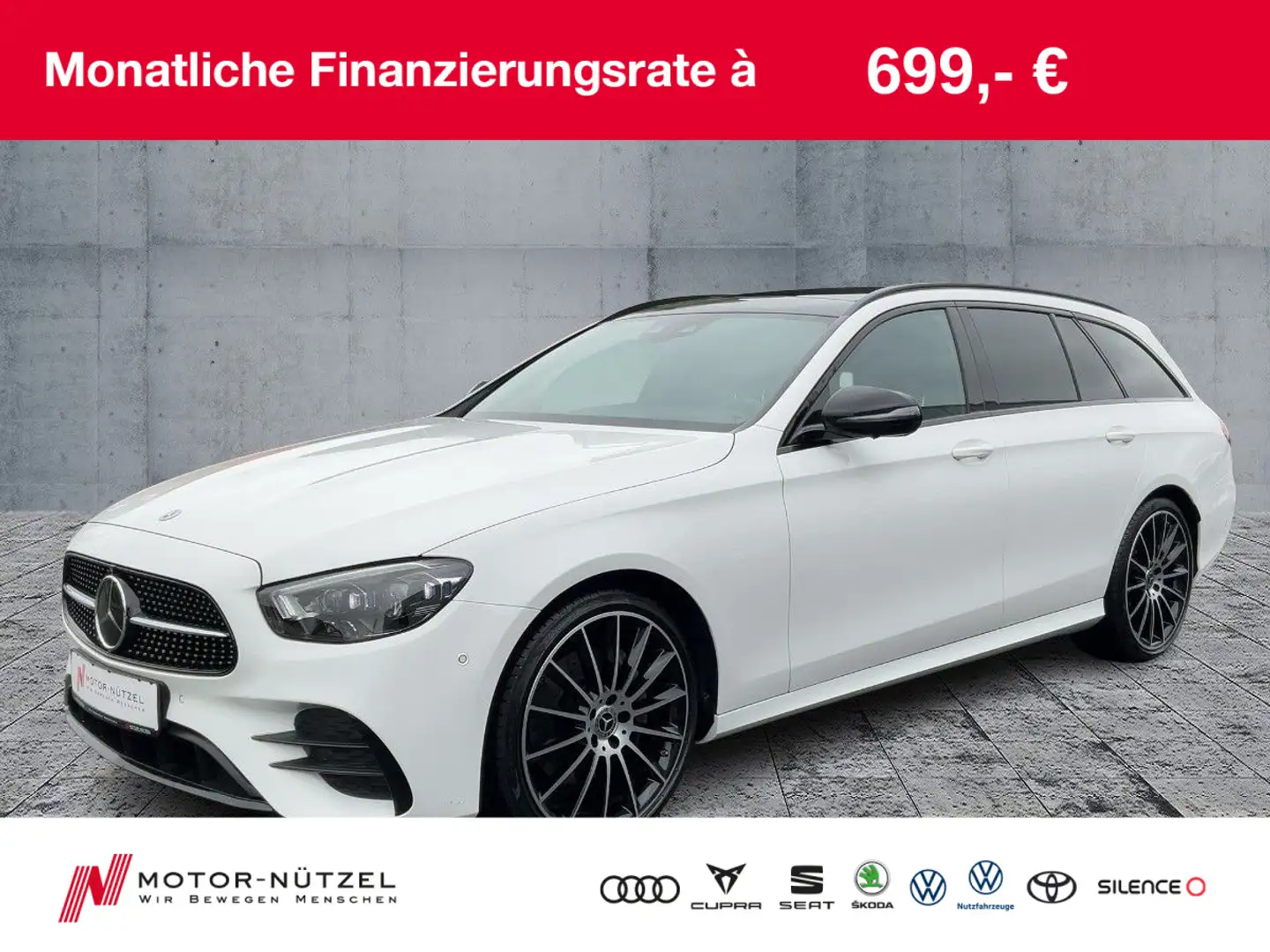 Mercedes-Benz E 220 Hybrid EXCLUSIVE AMG-Line ACC+NAV+HuD+PANO Weiß - 1