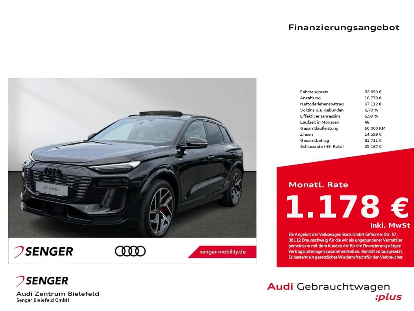 Audi Q6 e-tron e-tron quattro Digitales Cockpit 360° Kamera Schwarz - 1