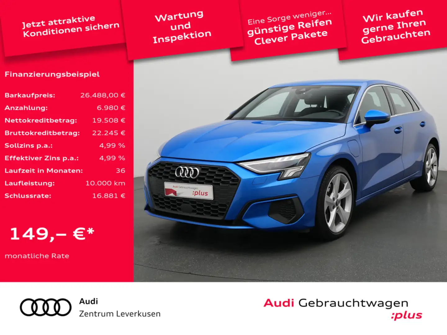 Audi A3 Sportback e S-TRON AHK NAVI VIRT ACC MEMOR Blau - 1
