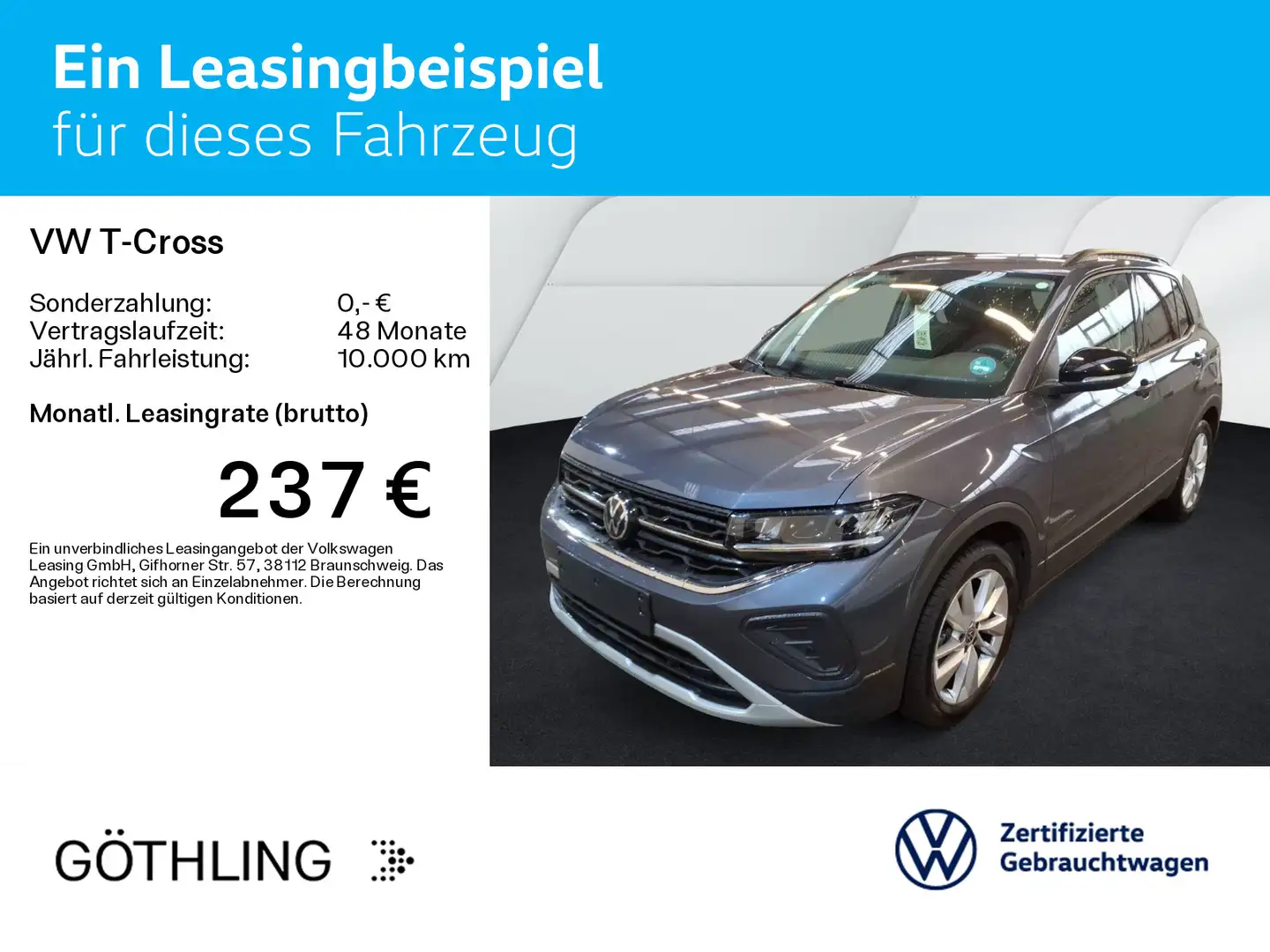 Volkswagen T-Cross Life GOAL 1.0 TSI*NAVI*LED*SHZ*PDC*ACC*A Grau - 2