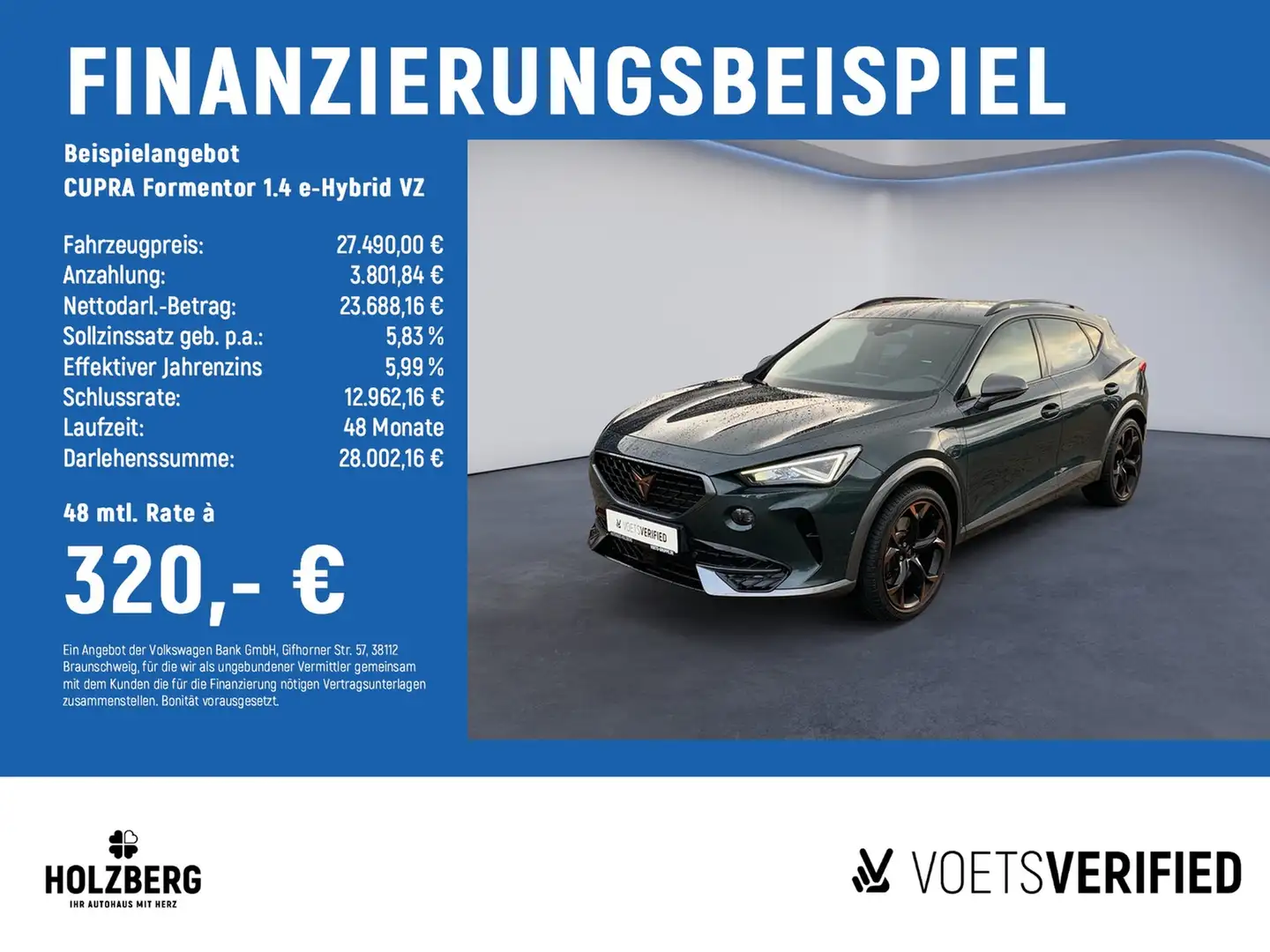 CUPRA Formentor 1.4 e-Hybrid VZ SAFE-XL+19"+KEYLESS+ACC+RFK Grün - 2