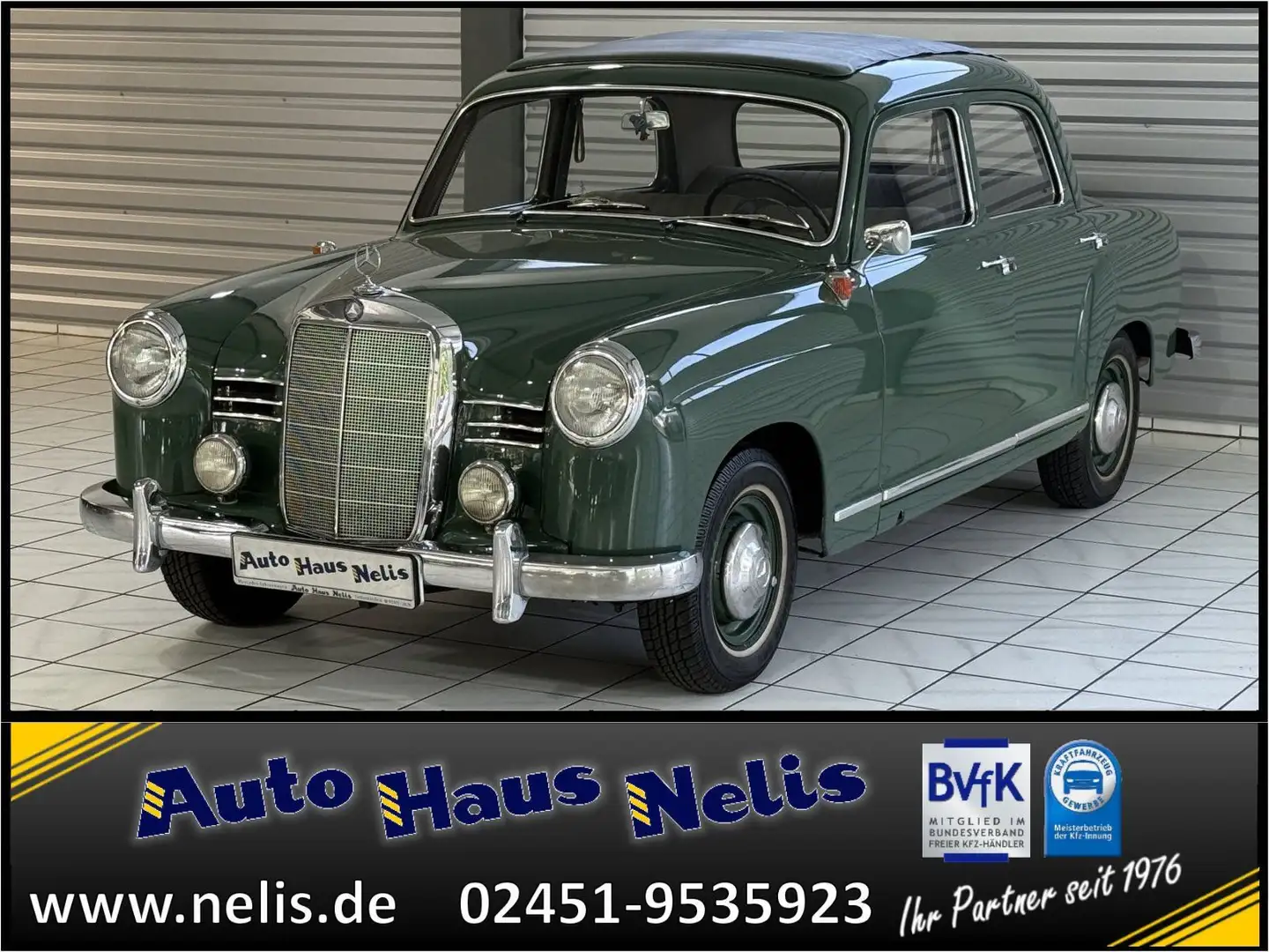 Mercedes-Benz 180 Ponton Faltdach Radio-Blaupunkt Reserverad Z Grün - 1