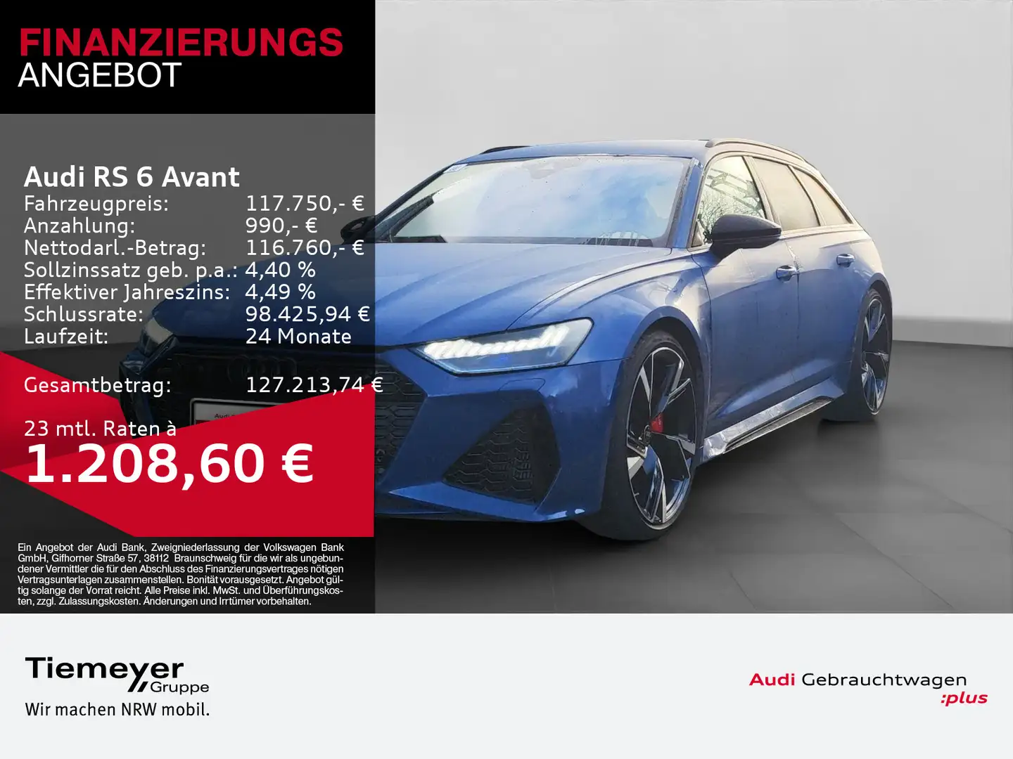 Audi RS6 RS6 Avant TFSI Q PERFORMANCE LM22 SPORTABGAS AHK Bleu - 1