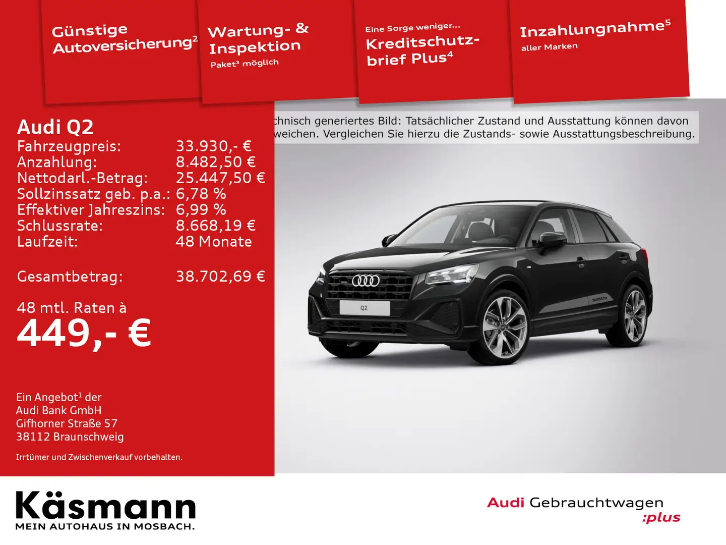 Audi Q2 S line 40TFSI quattro MATRIX AHK NAV ACC KAM Schwarz - 1