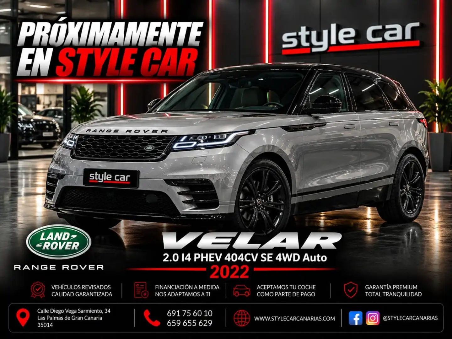 Land Rover Range Rover Velar 2.0 i4 PHEV SE 4WD Aut. 404 Gris - 1