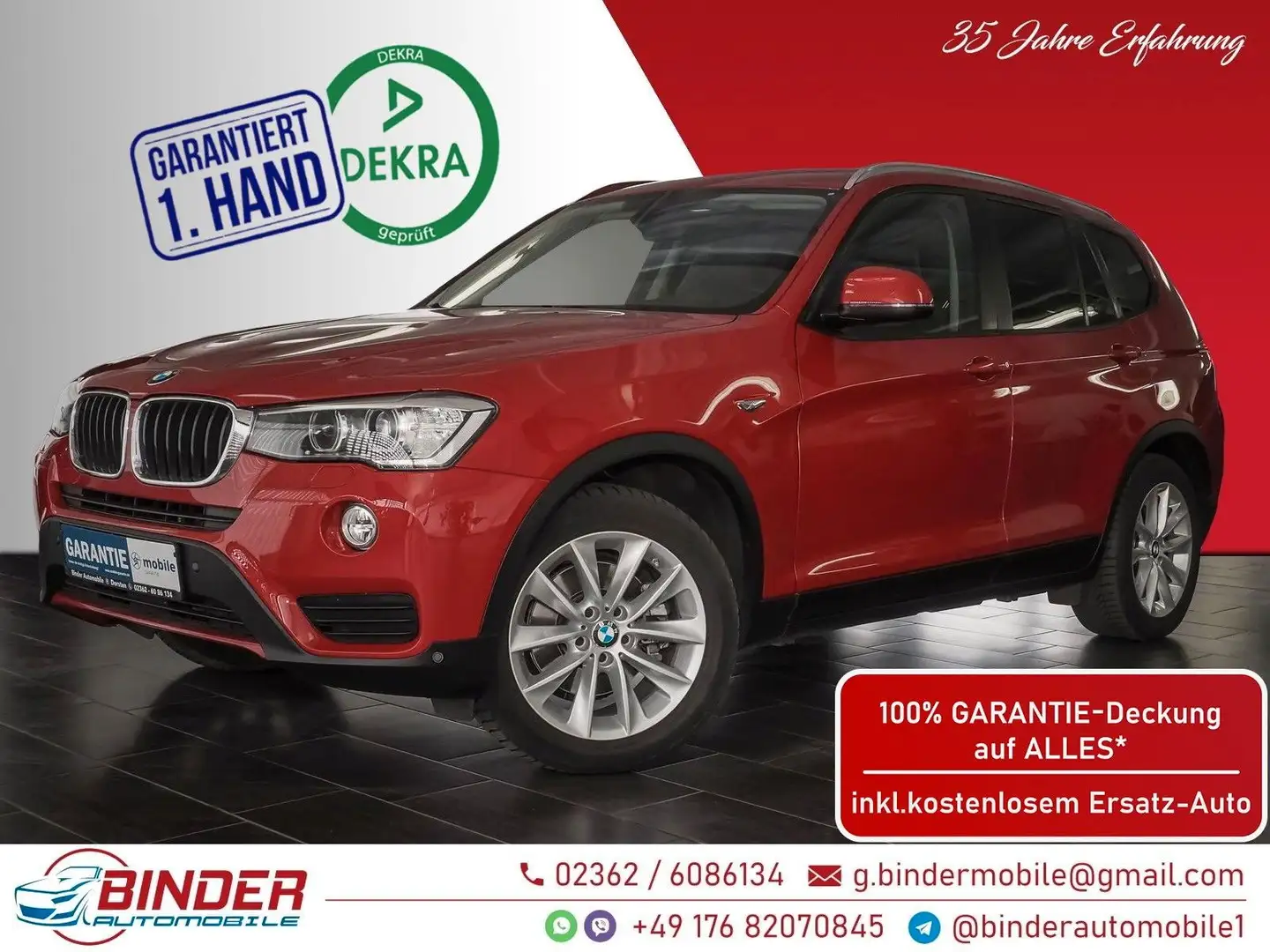 BMW X3 xDrive 20d Advantage*4x4*AHK*VOLLE GARANTIE* Red - 1