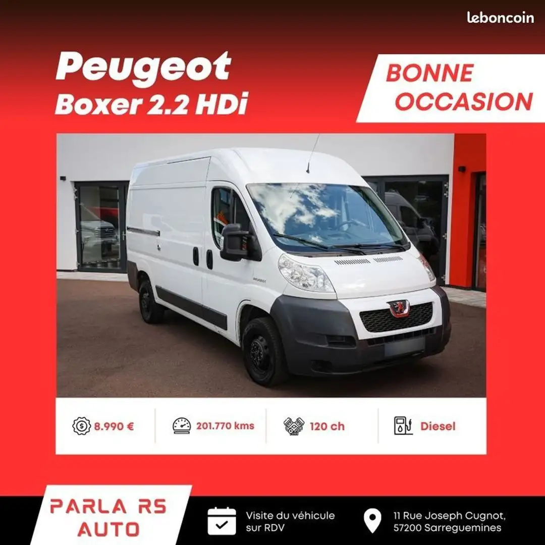 Peugeot Boxer 2.2 HDi 120ch 3 places Blanc - 1