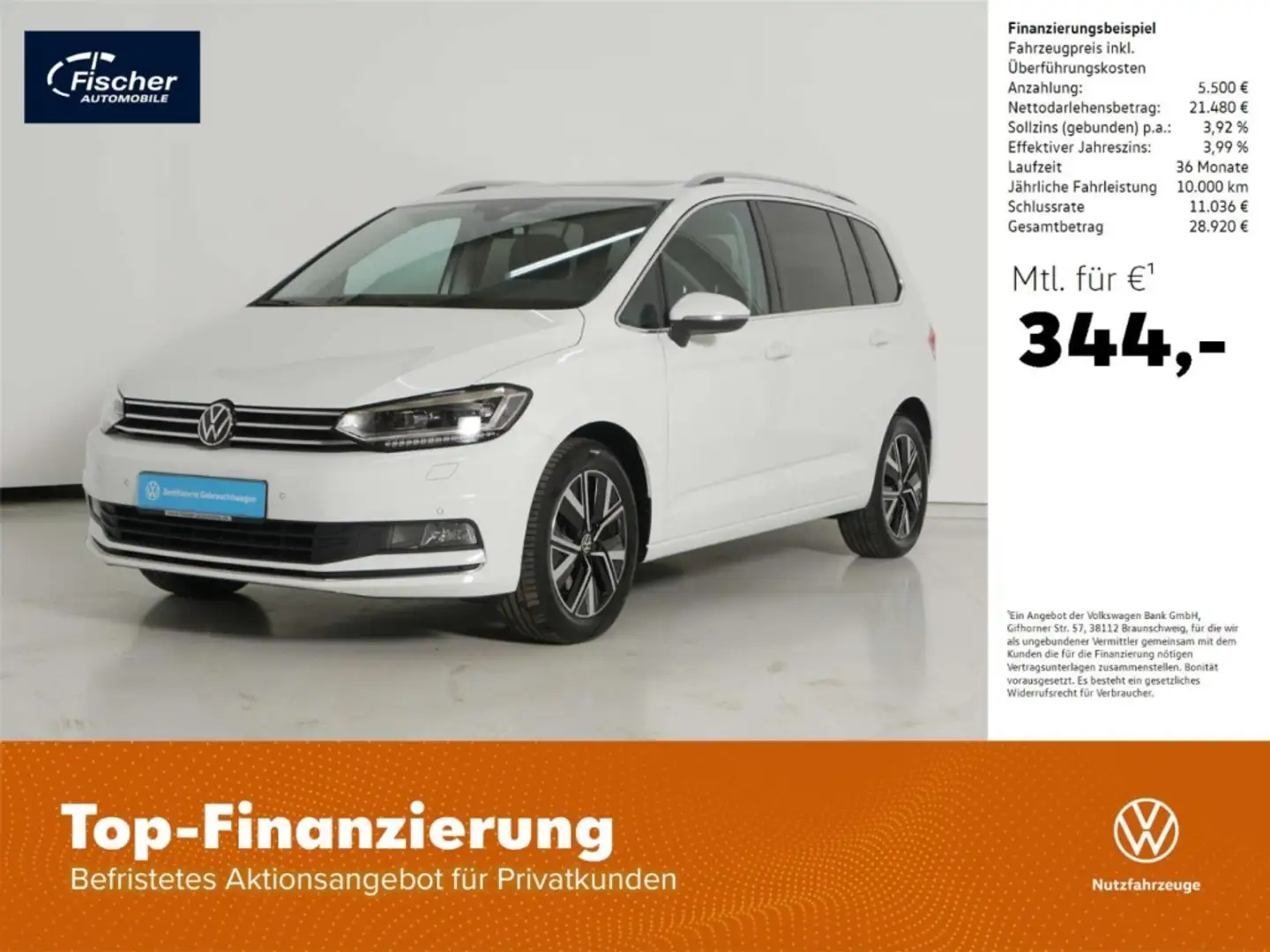 Volkswagen Touran 1.5 TSI Highline Weiß - 1