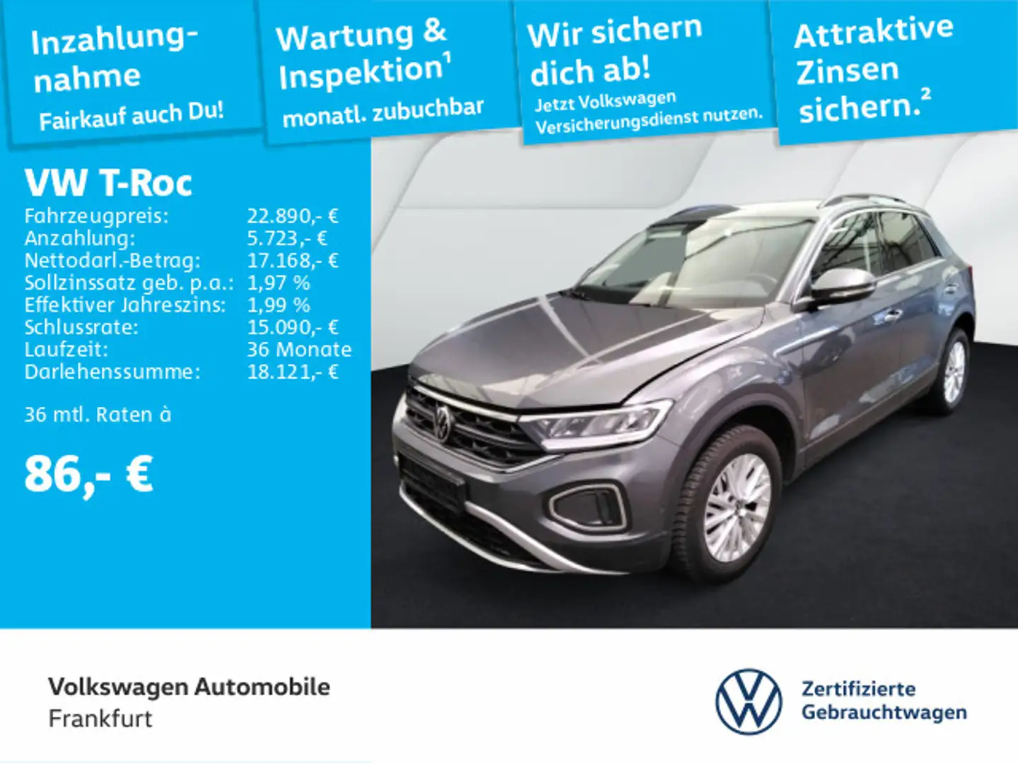 Volkswagen T-Roc 1.0 TSI Life Navi Spurhalteassistent Sitzh Grau - 2
