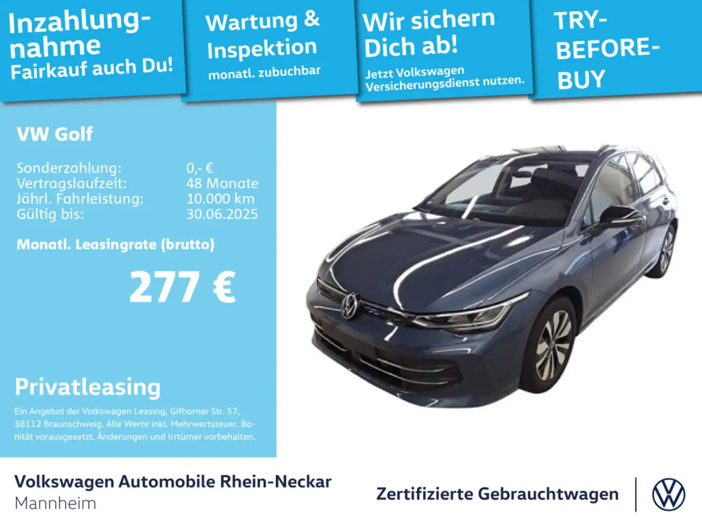 Volkswagen Golf VIII 1.5 eTSI Goal DSG GAR 2029 App-Connect Blau - 1
