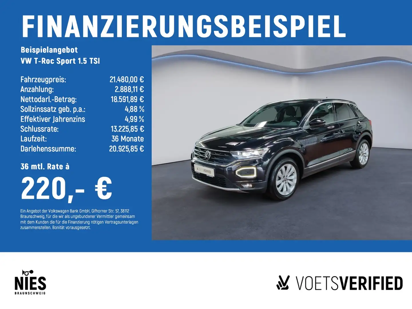 Volkswagen T-Roc Sport 1.5 TSI AHK+LED+ACC Negru - 2