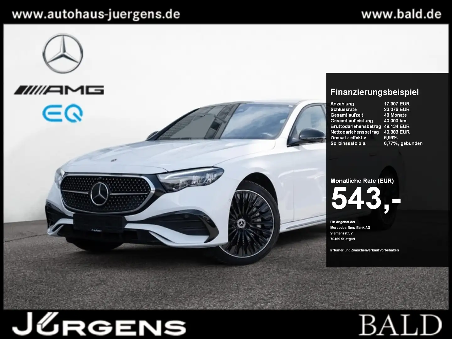 Mercedes-Benz E 200 AMG-Sport/Pano/Burm/Sitzklima/Night/20'' Weiß - 1