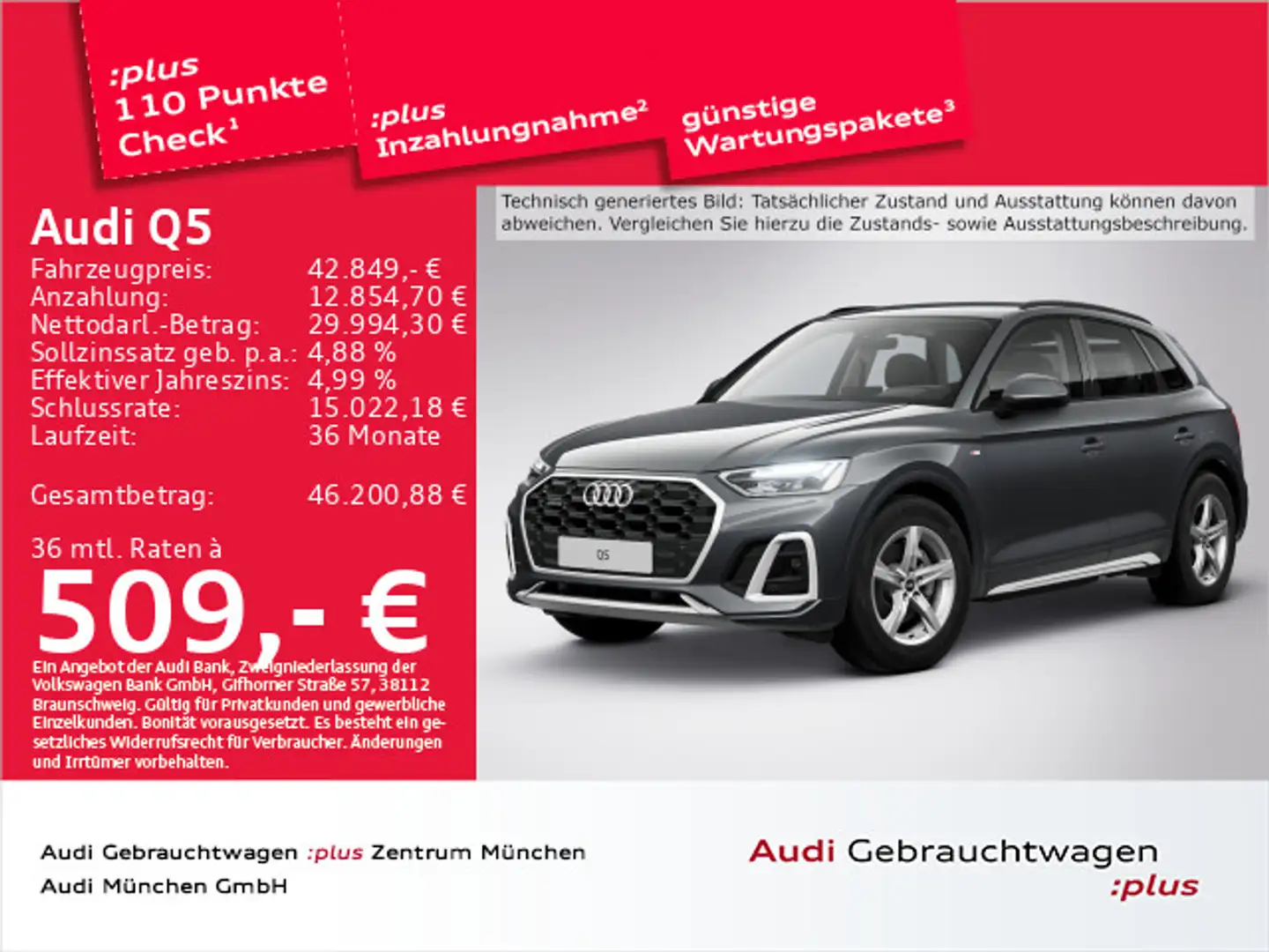 Audi Q5 40 TDI qu. S tronic S line AHK/Navi+/Kamera Grau - 1