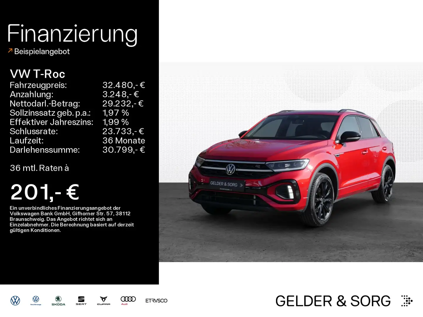 Volkswagen T-Roc T-ROC R-Line 2.0 TSI 4x4 Leder*Pano*Stand*Sound* Rot - 1