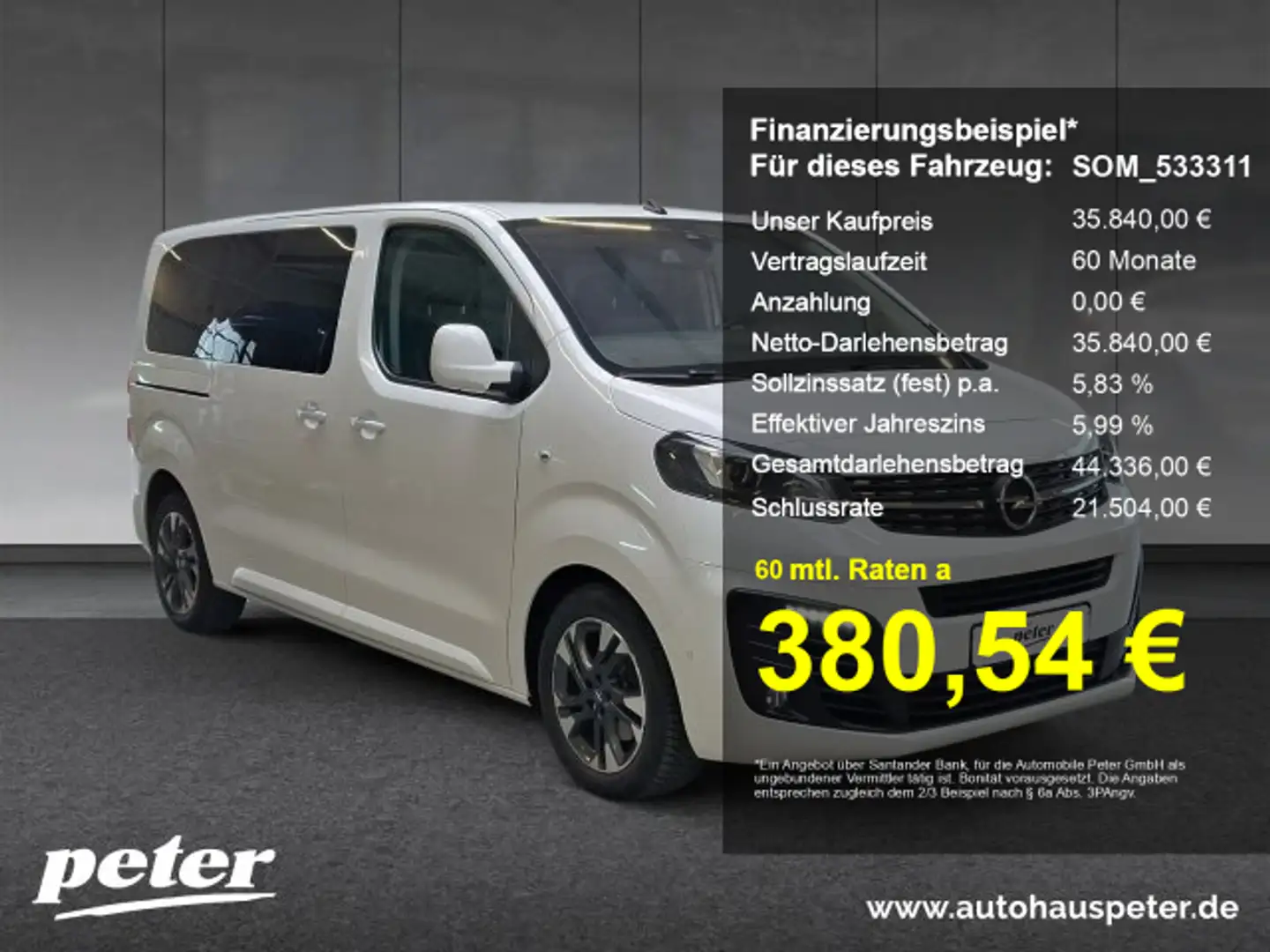 Opel Zafira Life Zafira Life 2.0 D M Elegance 8-Sitzer Automatik Gl Weiß - 1