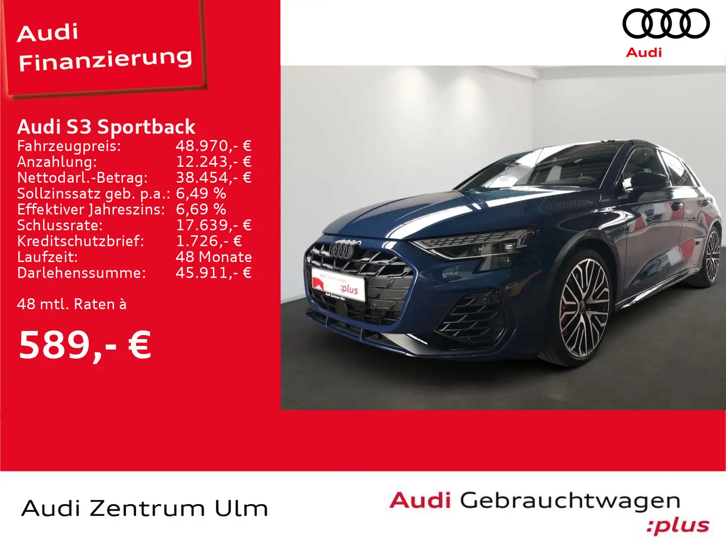 Audi S3 TFSI S tronic NAV+ PANO HEAD-UP Azul - 1