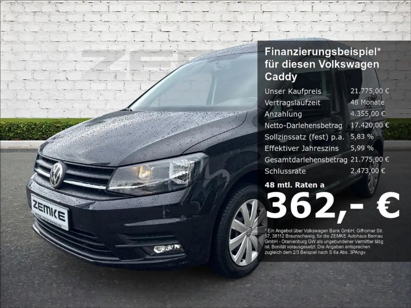Volkswagen Caddy 1.4 TSI Trendline OPF Sperrdiff. WLAN SHZ Notbrems Noir - 1