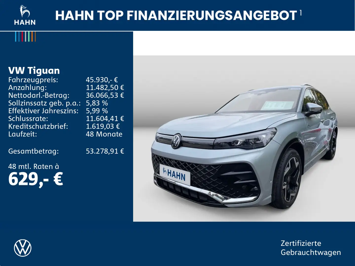 Volkswagen Tiguan 1.5eTSI DSG R-Line Matrix AHK Standh Navi Silber - 2