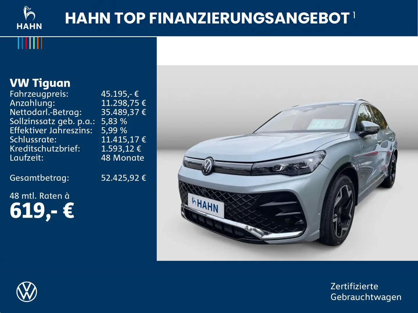 Volkswagen Tiguan 1.5eTSI DSG R-Line Matrix AHK Standh Navi Silber - 2