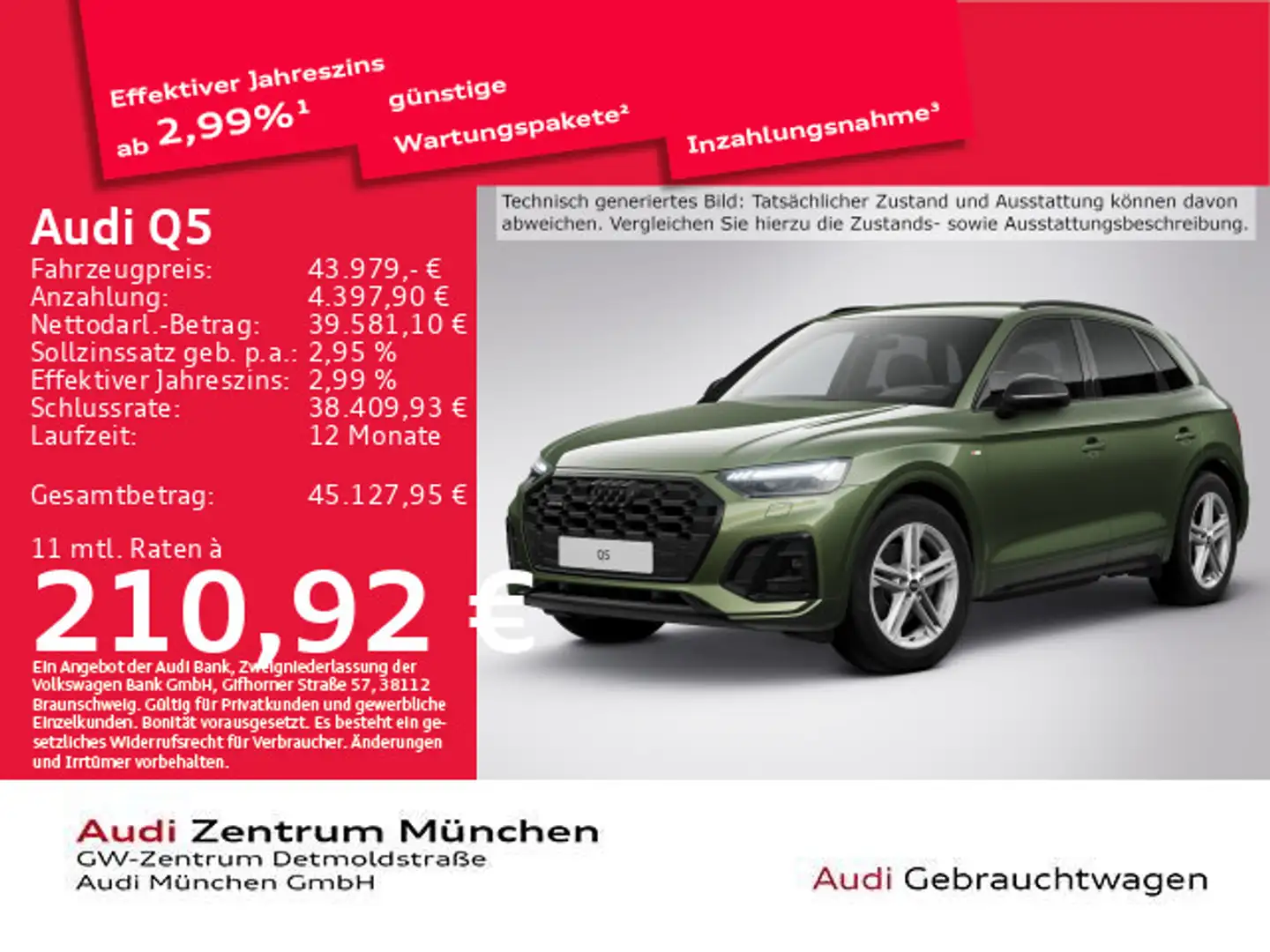 Audi Q5 40 TDI qu. S tronic 2x S line AHK/Matrix/Virt Grün - 1