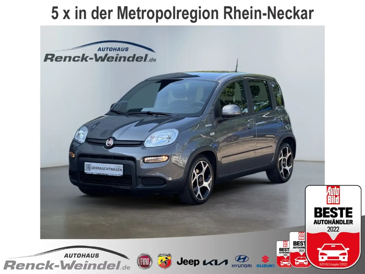 Fiat Panda Sport Hybrid 1.0 GSE Klima Start-Stop BT DAB Touch Gris - 1