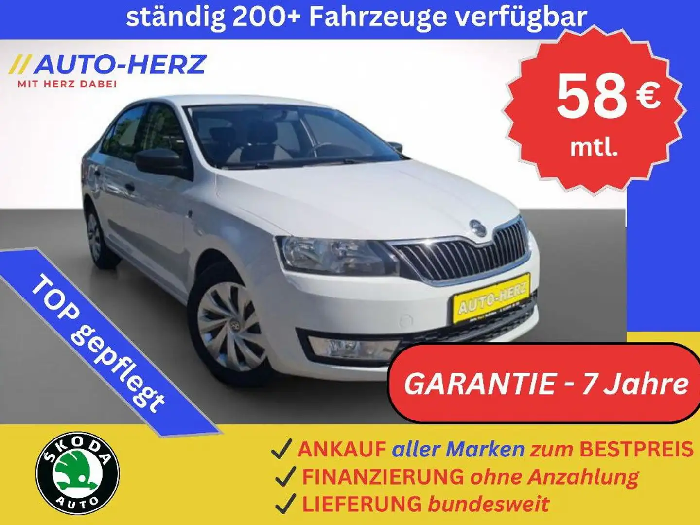 Skoda Rapid/Spaceback Active *1.HAND-Klima-PDC-Navi-Freisprech* bijela - 1