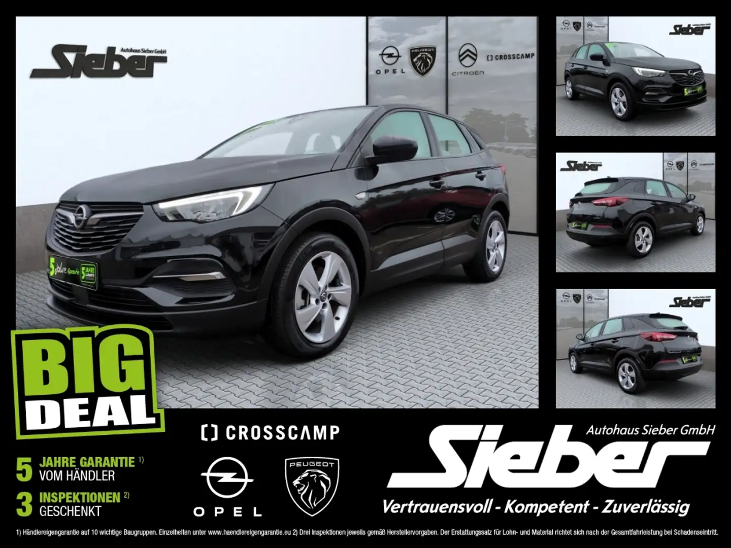 Opel Grandland 1.6 Turbo Hybrid Edition FLA SpurW LM Schwarz - 1