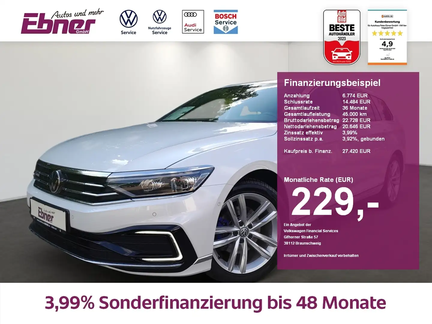 Volkswagen Passat Variant GTE PHEV DSG NP:62tEUR! AHK+KAMERA+STANDHZG+MATRIX Weiß - 1
