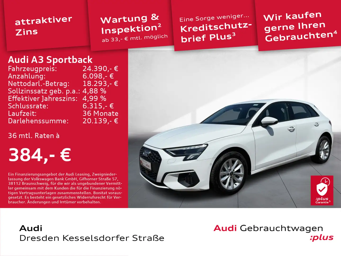 Audi A3 30 TDI S tronic Navi AHZV LED DAB Weiß - 1