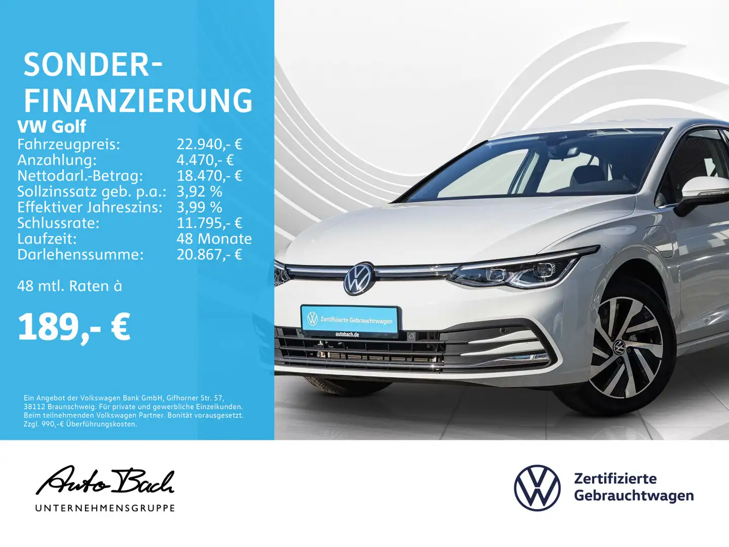 Volkswagen Golf VIII 1.4 TSI DSG eHybrid Style, Navi, LED, Weiß - 1