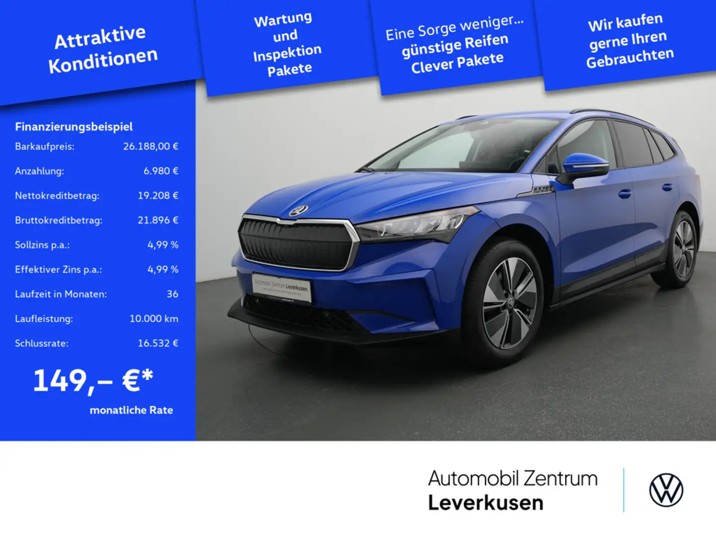 Skoda Enyaq iV Loft VIRT AHK LEDER CARPLAY LED Blau - 1