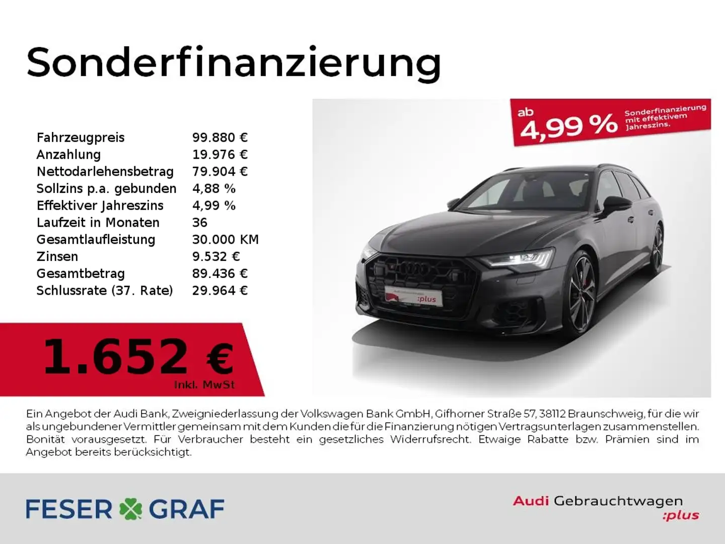 Audi S6 Avant TDI quattro AHK/ B&O/ Panorama Head-up-Displ Grau - 1
