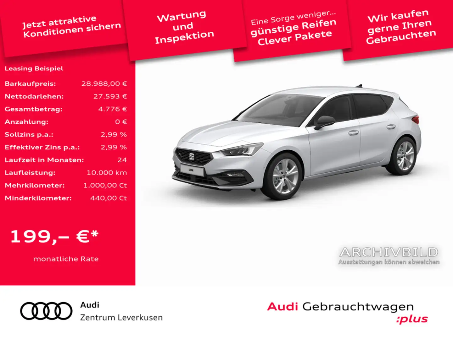 SEAT Leon FR DSG NAVI VIRT ACC KAM SHZ CARPLAY LED Weiß - 1