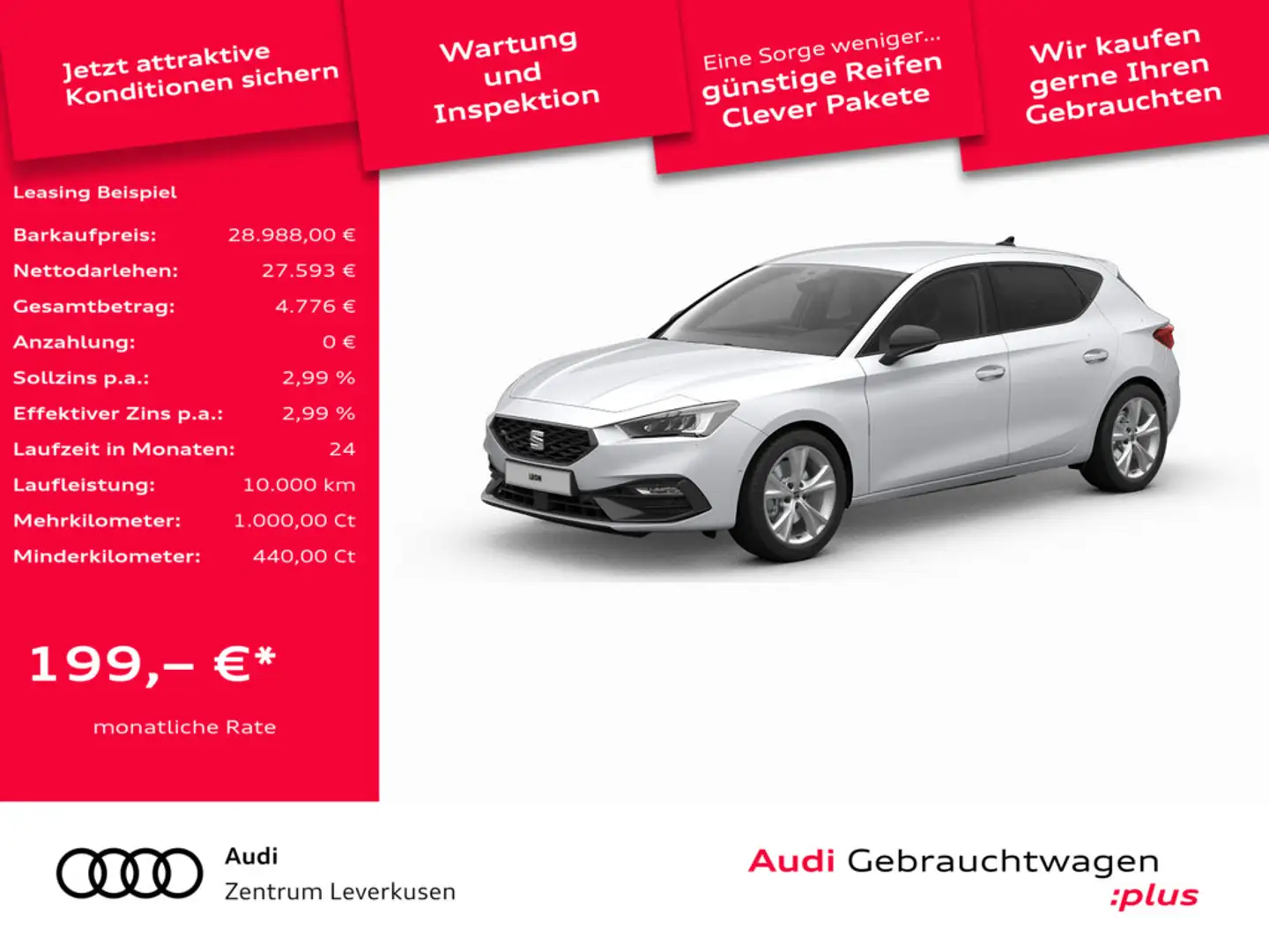 SEAT Leon 1.5 eTSI FR KAMERA NAVI ACC FACEL. LED Weiß - 1