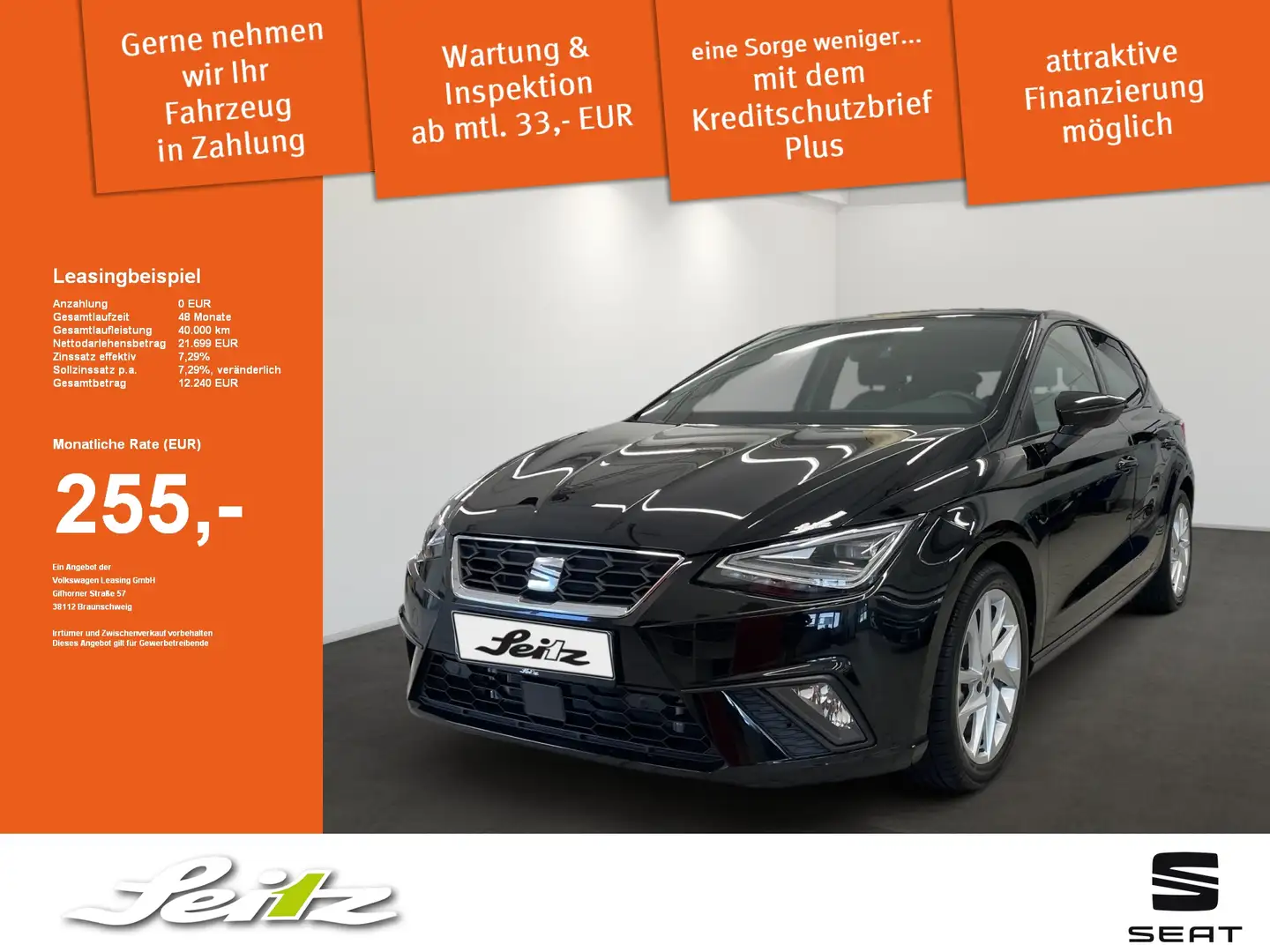 SEAT Ibiza 1.0 TSI FR *KAMERA*NAVI*SITZH* Schwarz - 1